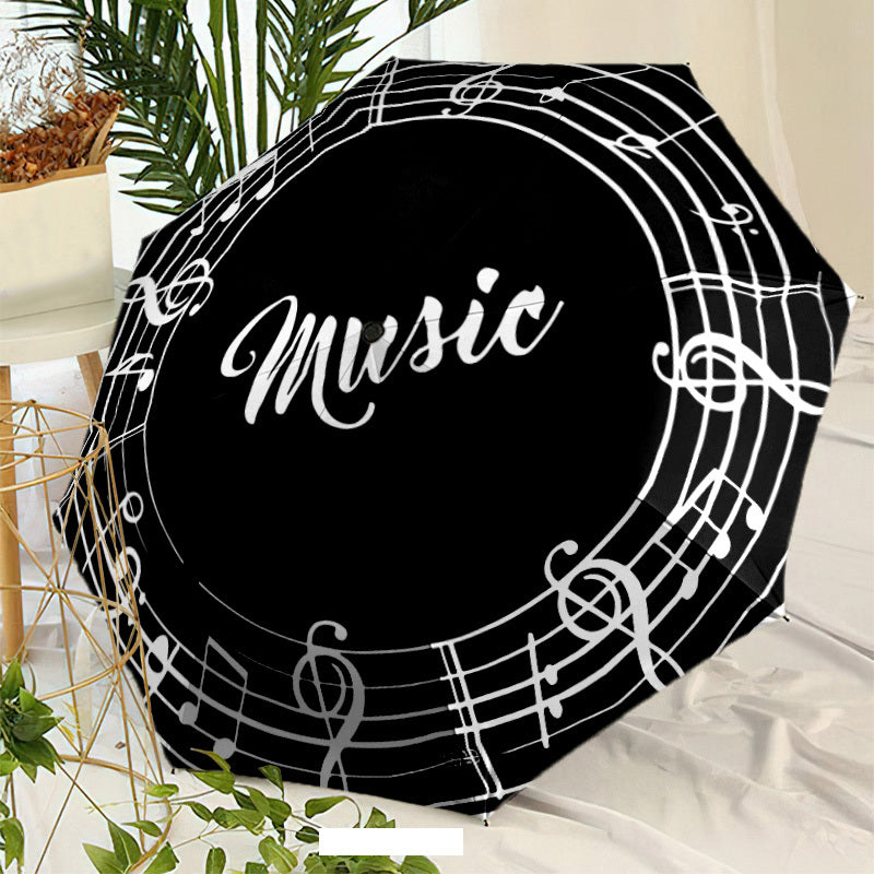 Automatic One-Button Open/Close Umbrella with Music Note Design