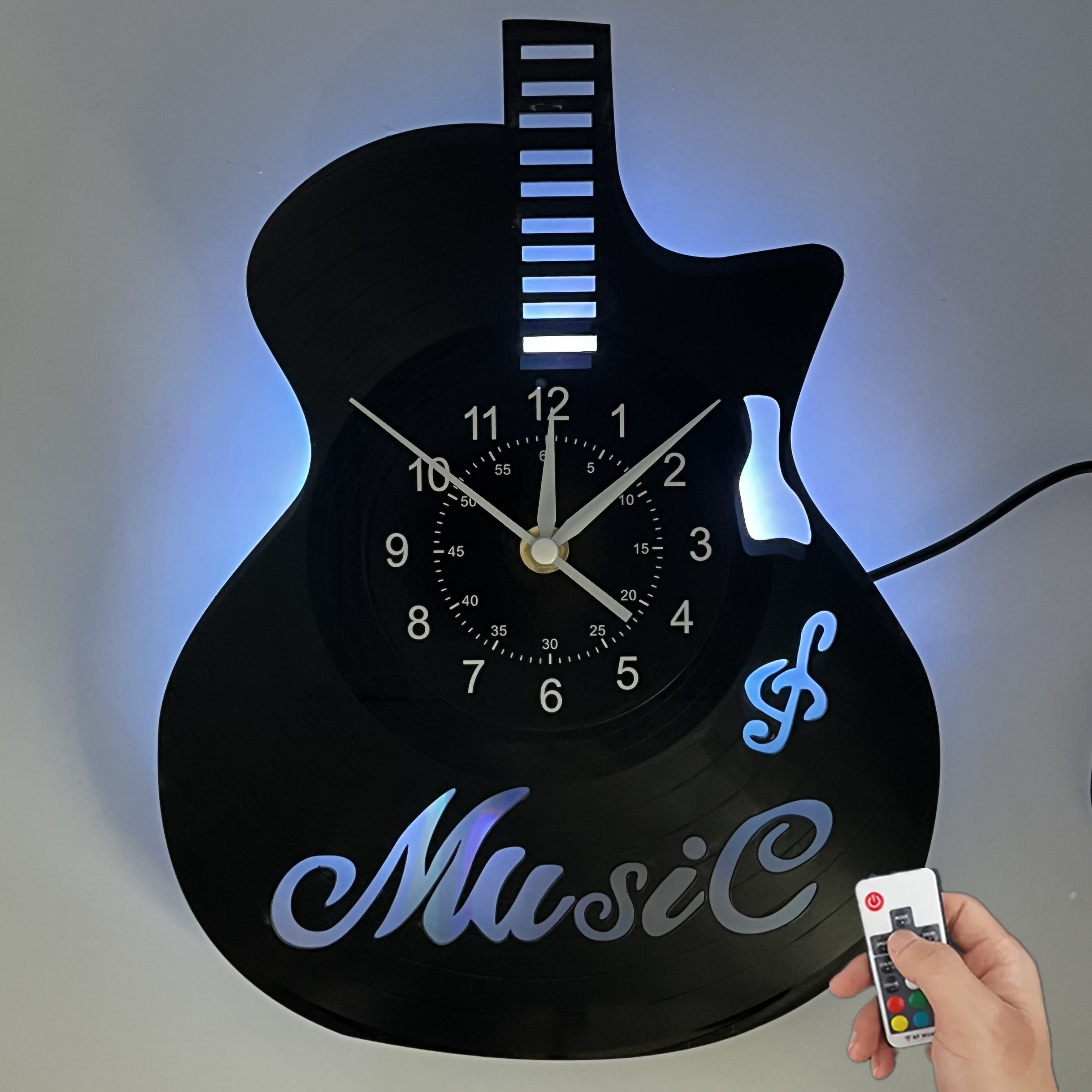 Guitar-Shaped LED Wall Clock