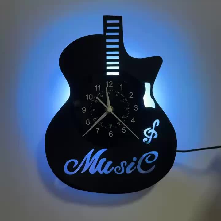 Guitar-Shaped LED Wall Clock