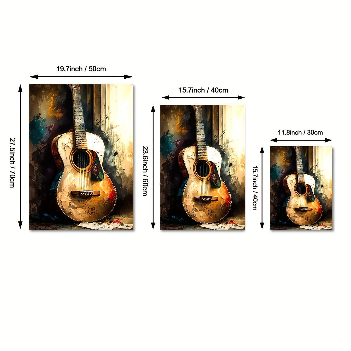 Vintage-Inspired Guitar Watercolor Canvas Art