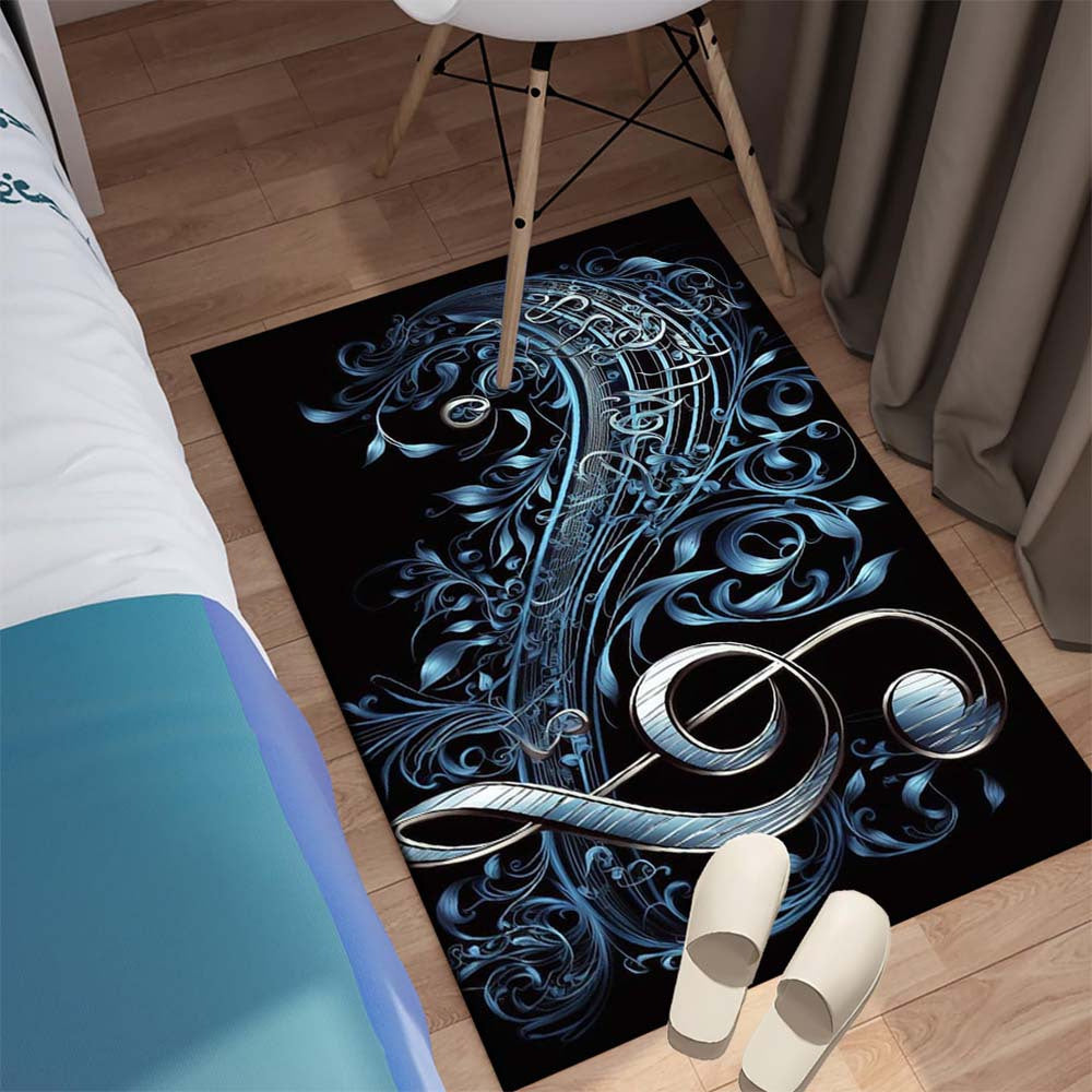 Music Note Crystal Velvet Rug Non-Slip