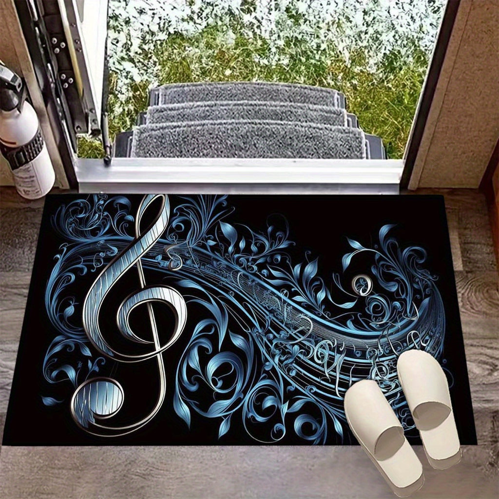 Music Note Crystal Velvet Rug Non-Slip