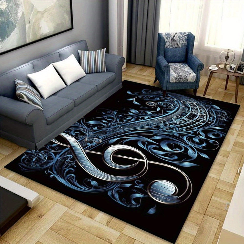 Music Note Crystal Velvet Rug Non-Slip