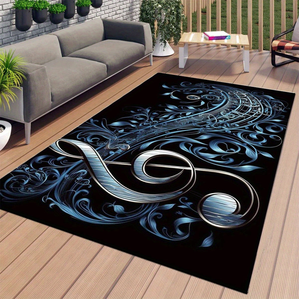 Music Note Crystal Velvet Rug Non-Slip