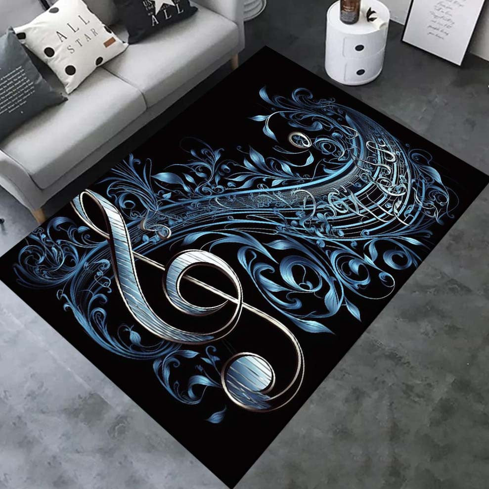 Music Note Crystal Velvet Rug Non-Slip