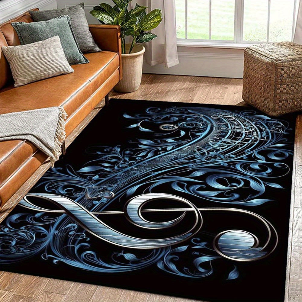 Music Note Crystal Velvet Rug Non-Slip