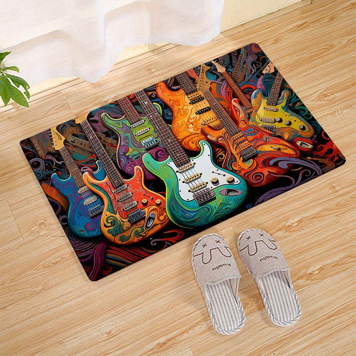 Guitar Print Area Rug
