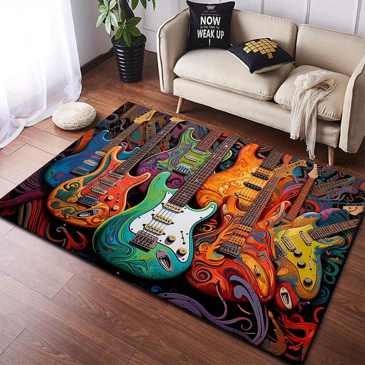 Guitar Print Area Rug