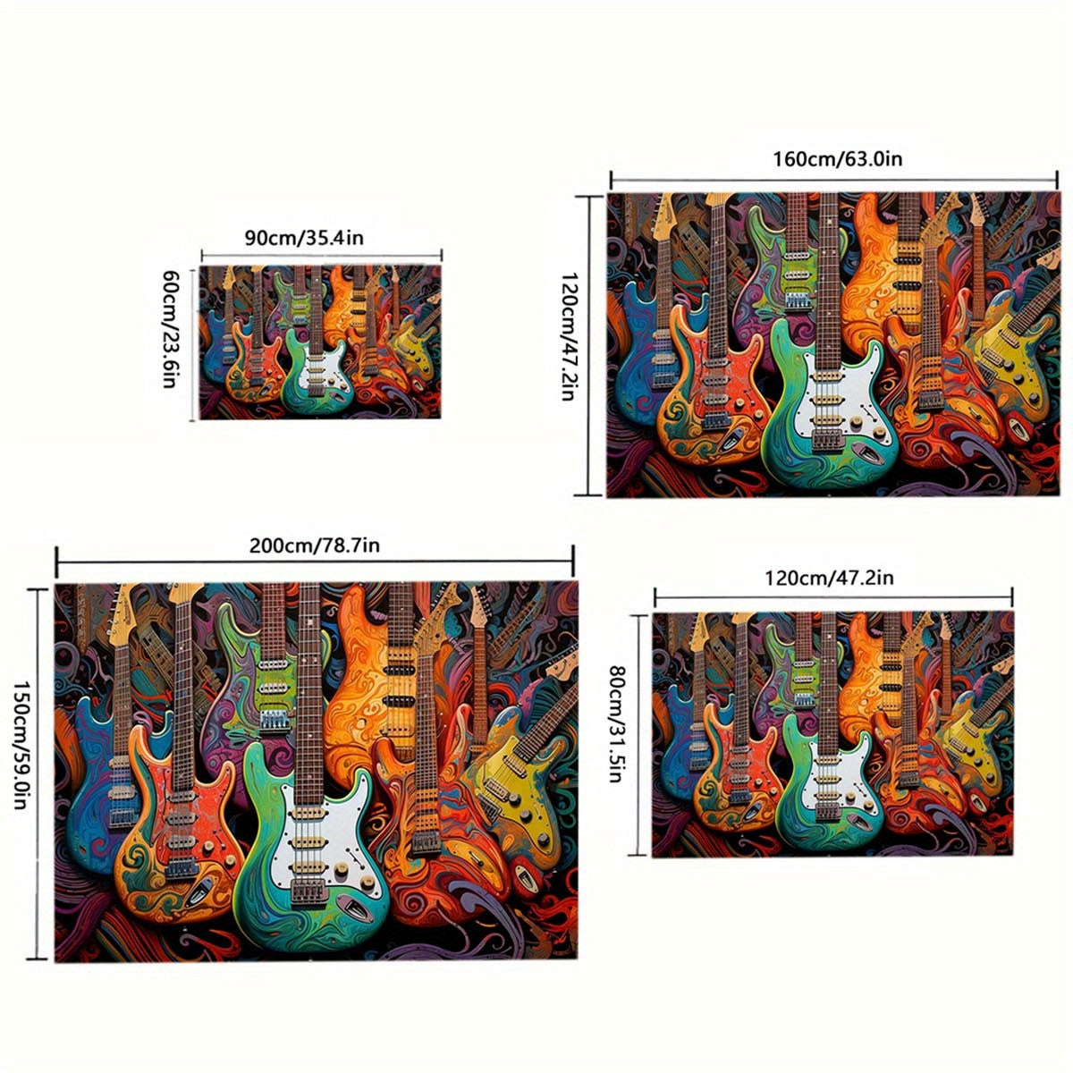 Guitar Print Area Rug