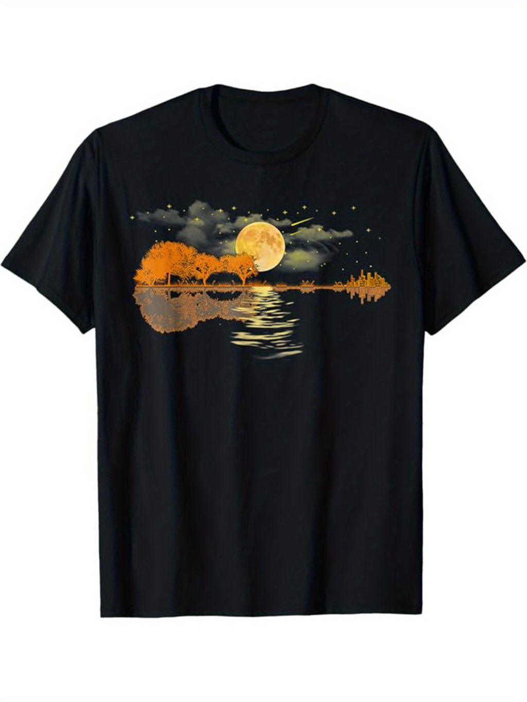 Guitar Print Men's Cotton Graphic T-shirt