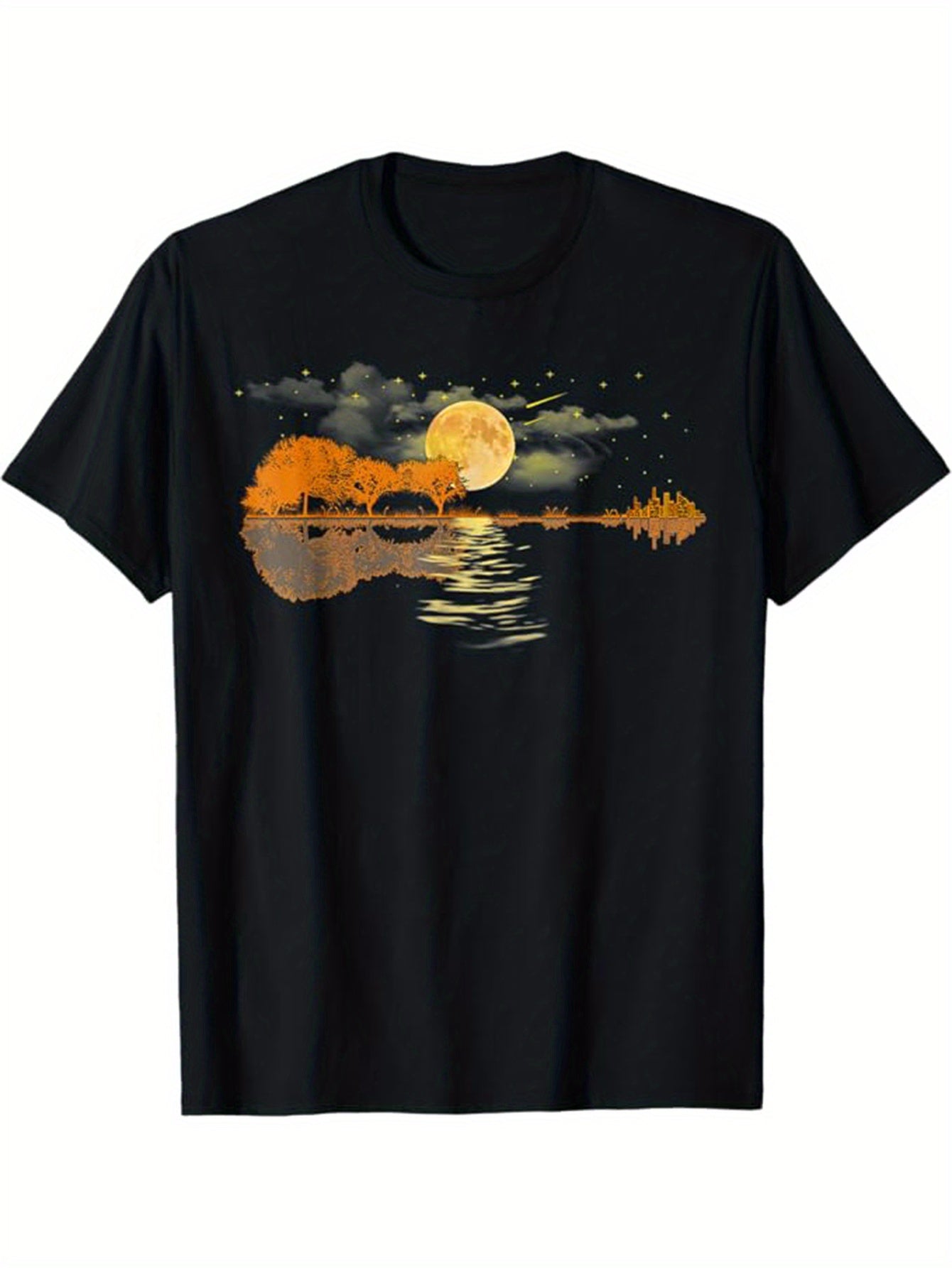 Guitar Print Men's Cotton Graphic T-shirt