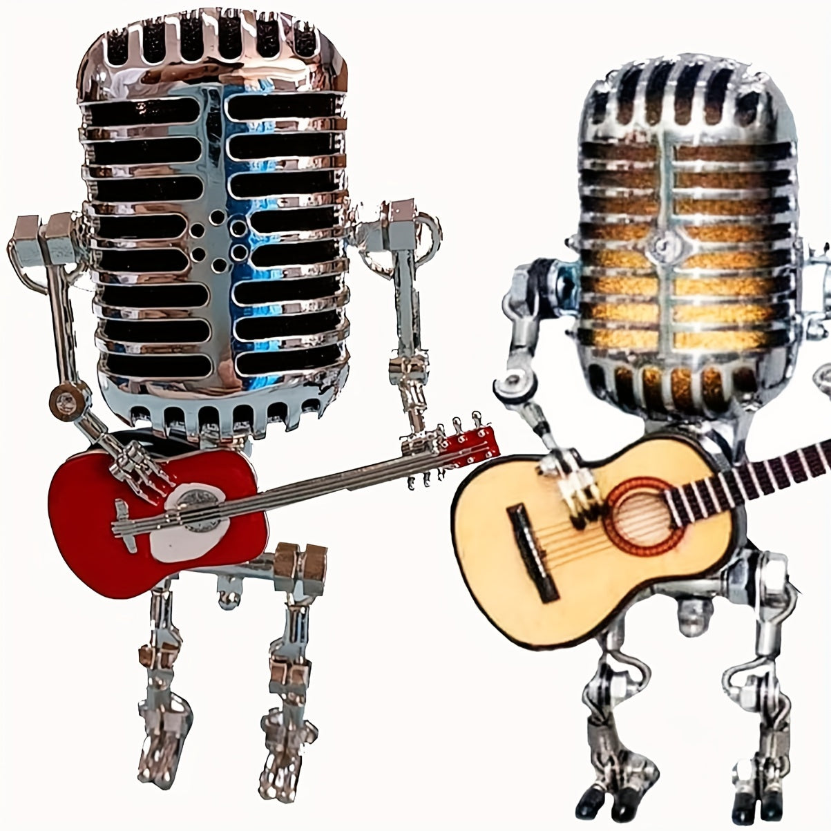 Vintage Microphone Robot Lamp with Guitar - USB Powered