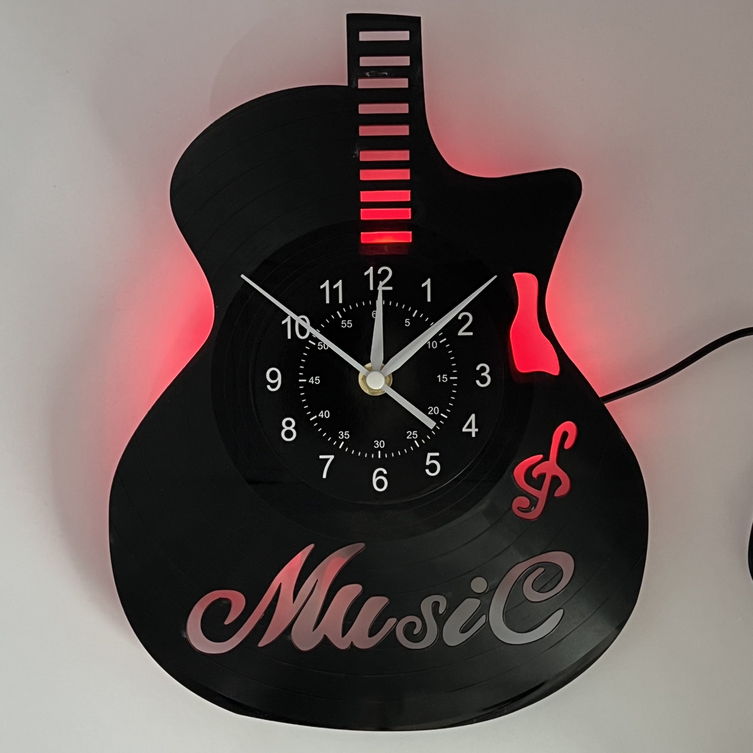 Guitar-Shaped LED Wall Clock