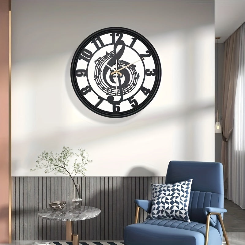 1pc Music Note Wall Clock 16-Inch Metal Wall Clock. AA Battery (Not Included)