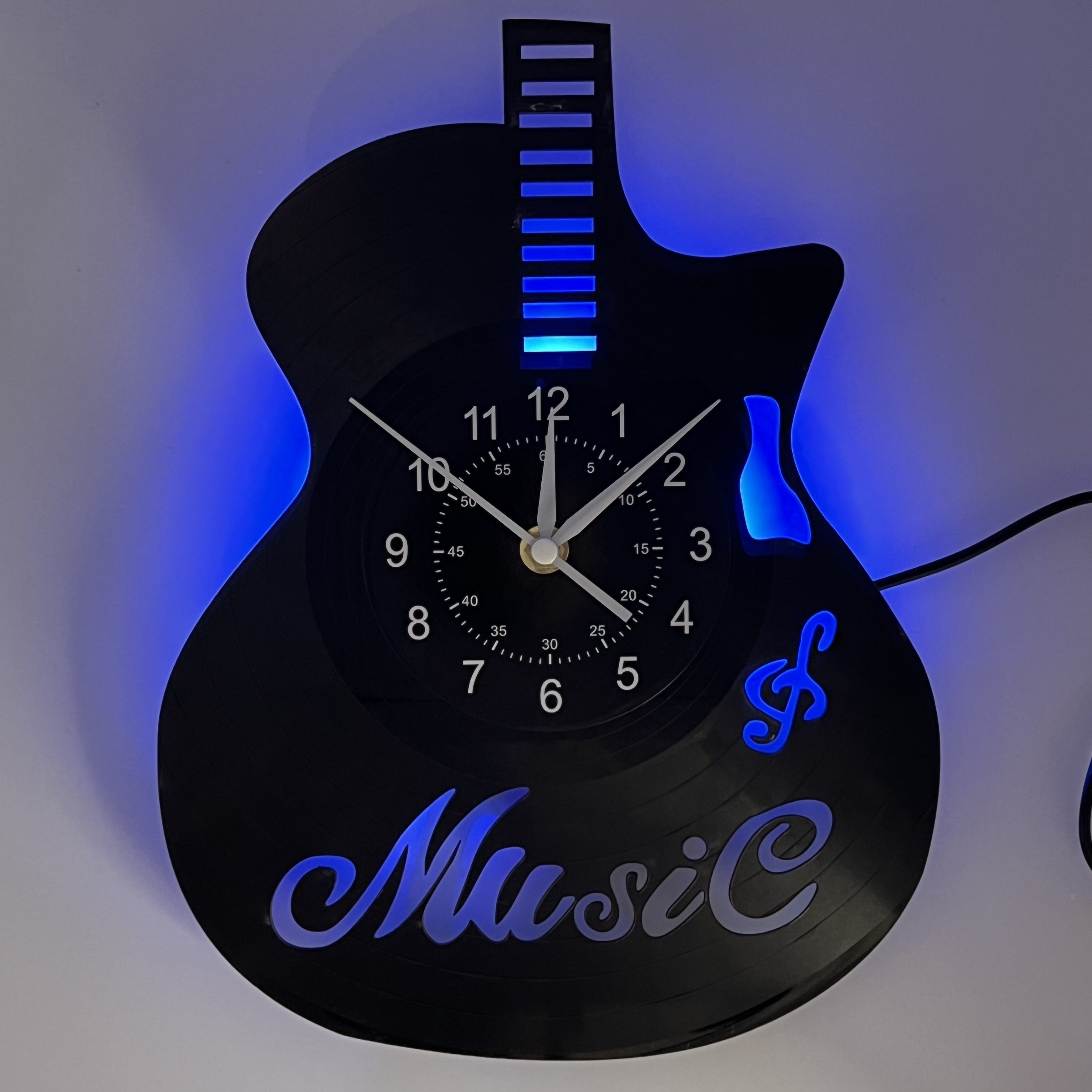 Guitar-Shaped LED Wall Clock