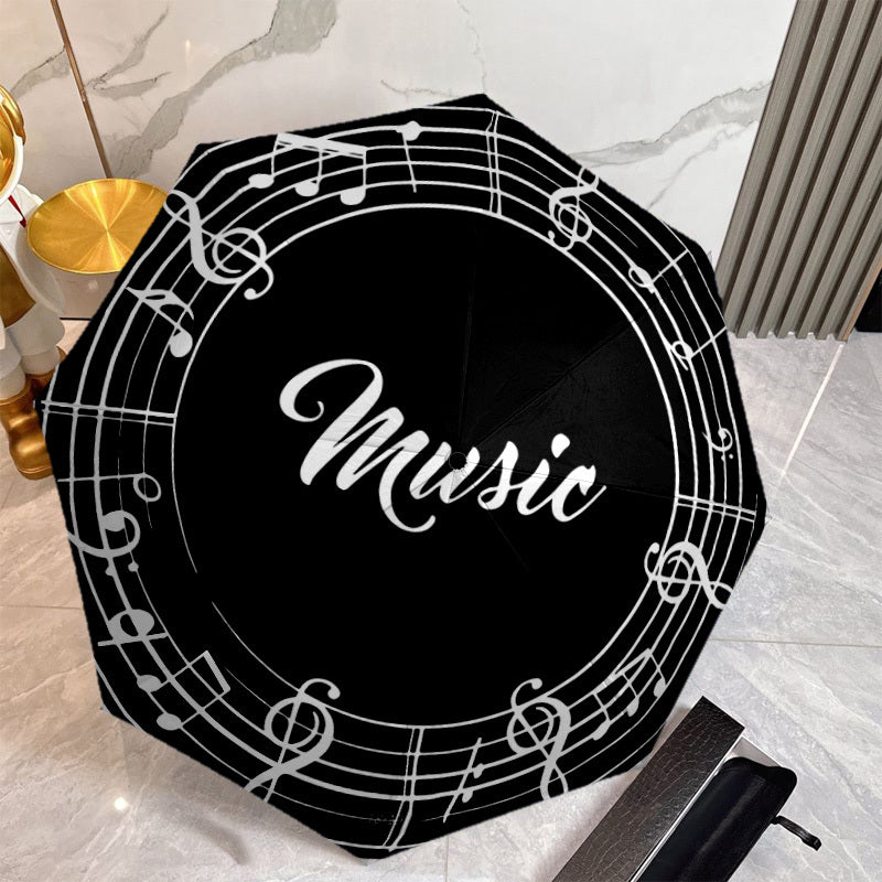 Automatic One-Button Open/Close Umbrella with Music Note Design