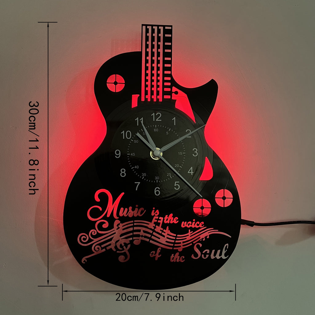 Guitar Design LED Vinyl Wall Clock