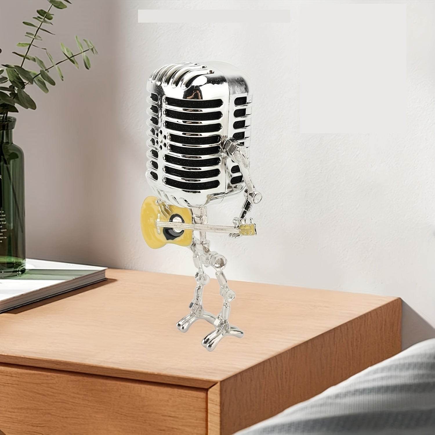 Vintage Microphone Robot Lamp with Guitar - USB Powered