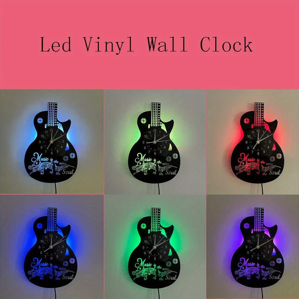 Guitar Design LED Vinyl Wall Clock