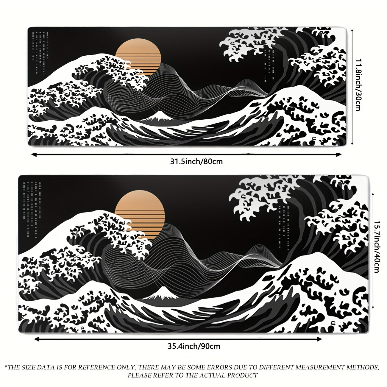 Large Extended Gaming Mouse Pad with Black Waves Design – Non-Slip Rubber Base