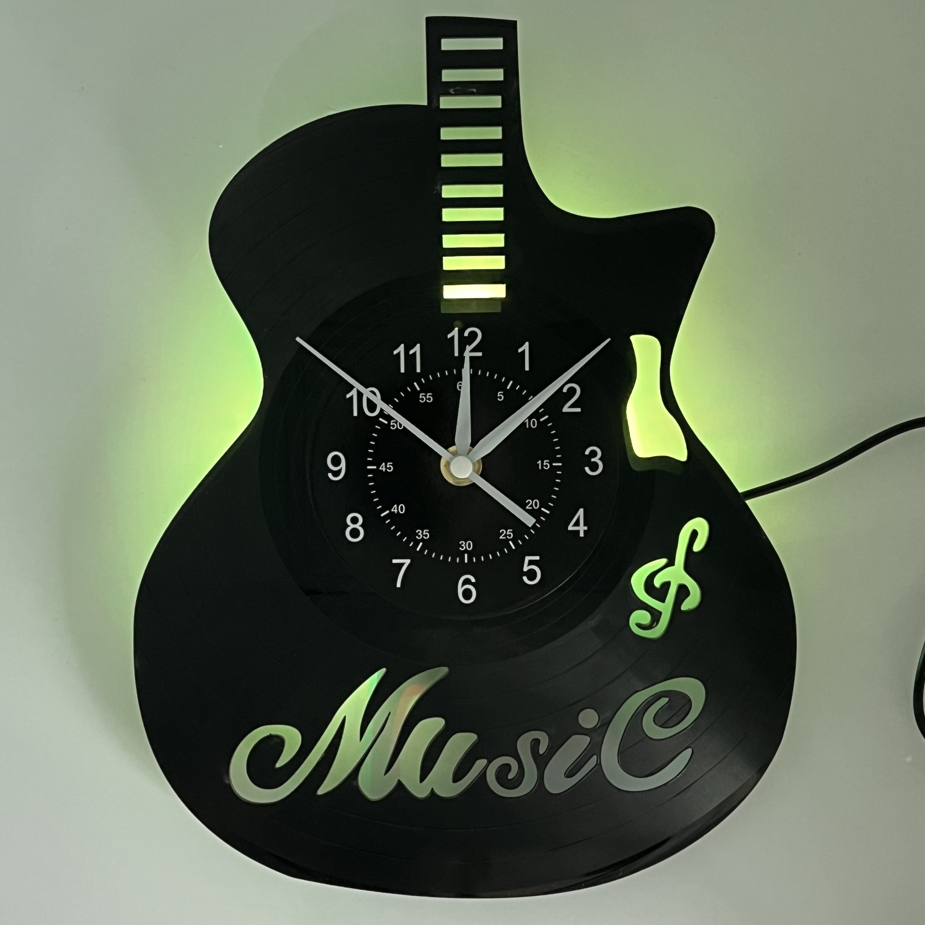 Guitar-Shaped LED Wall Clock