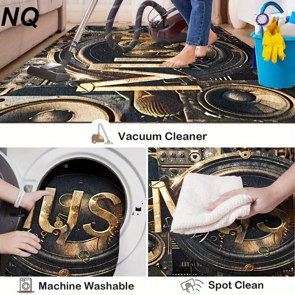 Stylish Music 5mm Thick Non-Slip Black & Gold Music Floor Mat