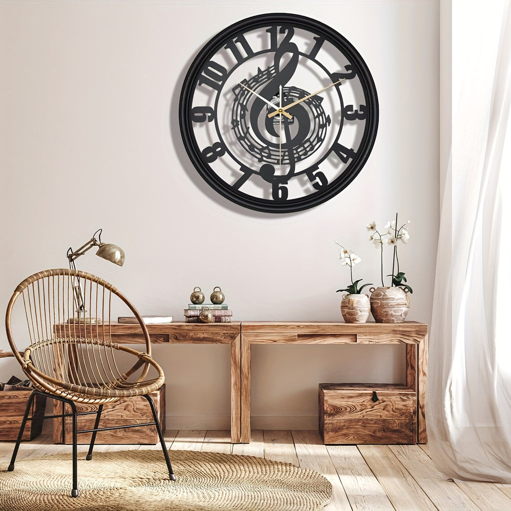 1pc Music Note Wall Clock 16-Inch Metal Wall Clock. AA Battery (Not Included)