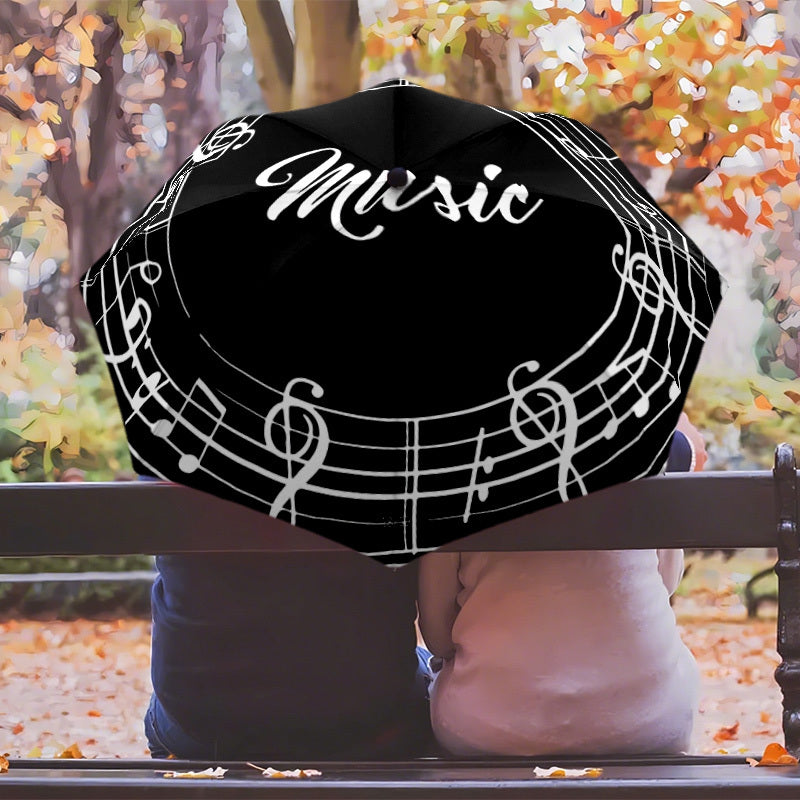 Automatic One-Button Open/Close Umbrella with Music Note Design