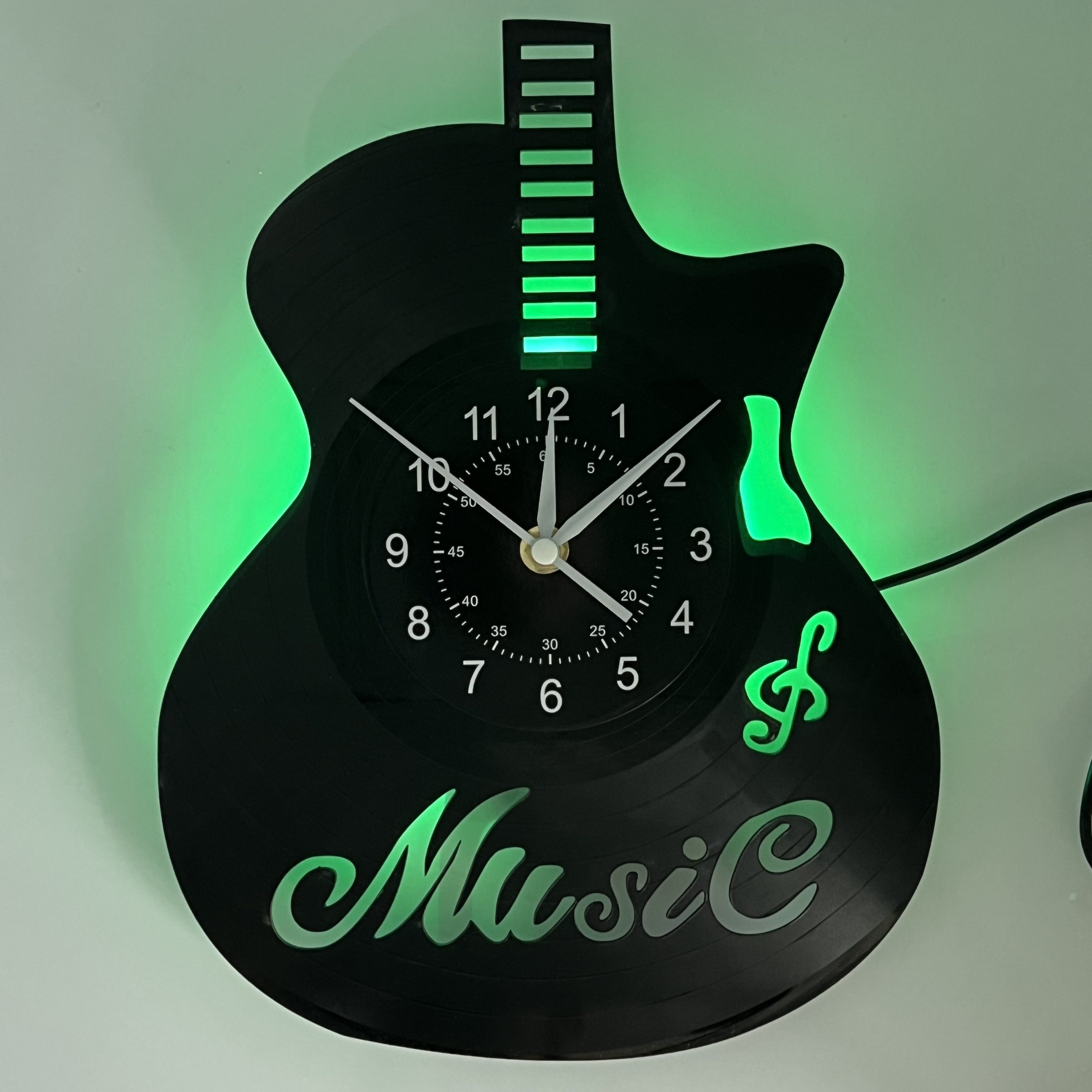 Guitar-Shaped LED Wall Clock