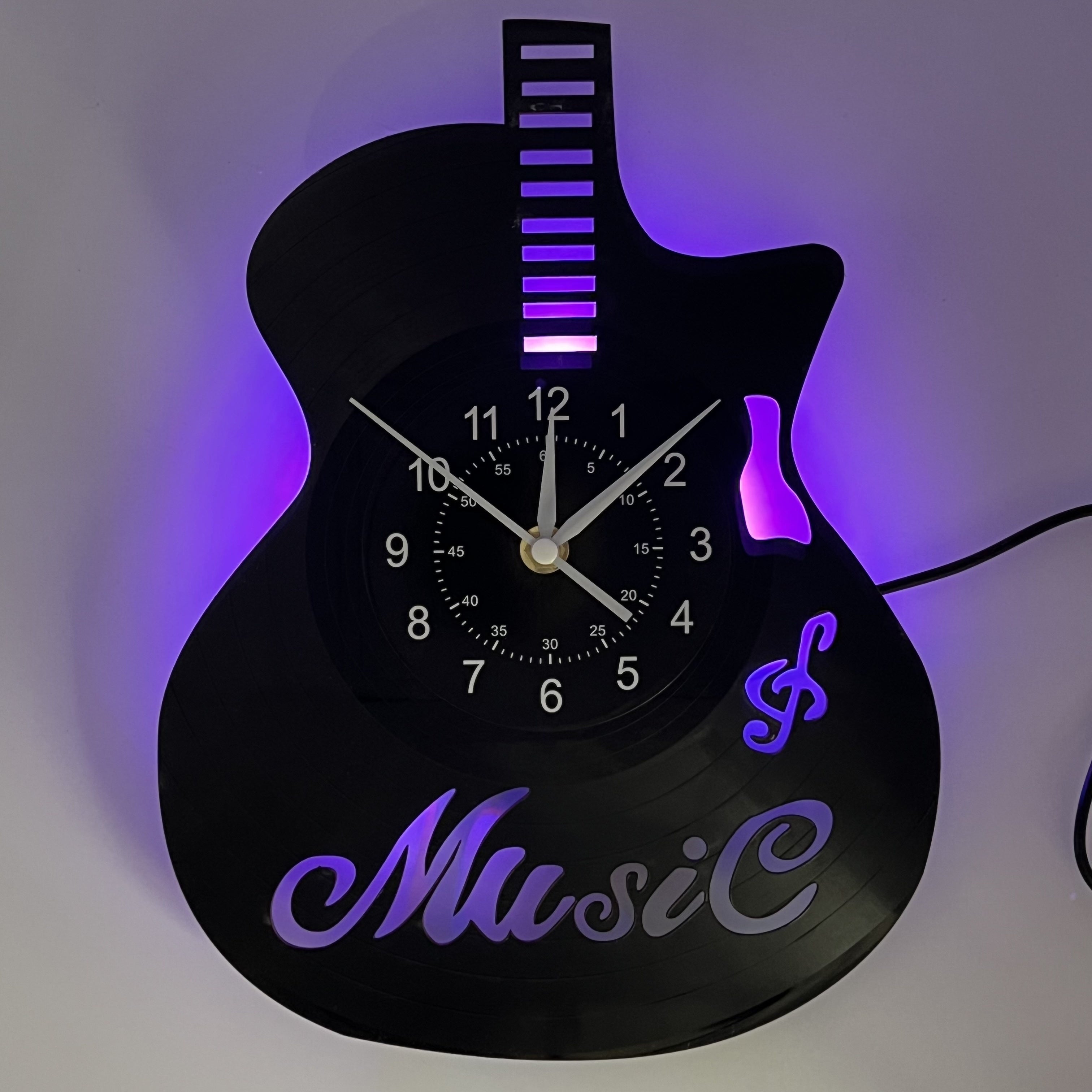 Guitar-Shaped LED Wall Clock