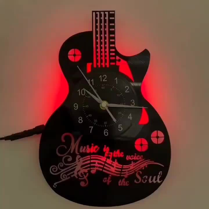 Guitar Design LED Vinyl Wall Clock
