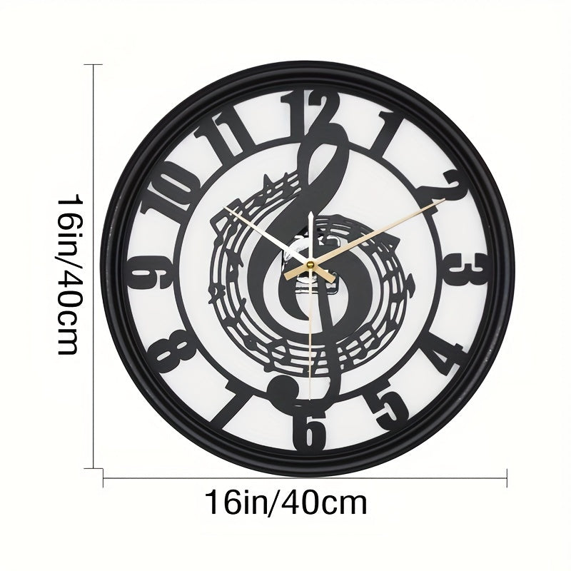 1pc Music Note Wall Clock 16-Inch Metal Wall Clock. AA Battery (Not Included)