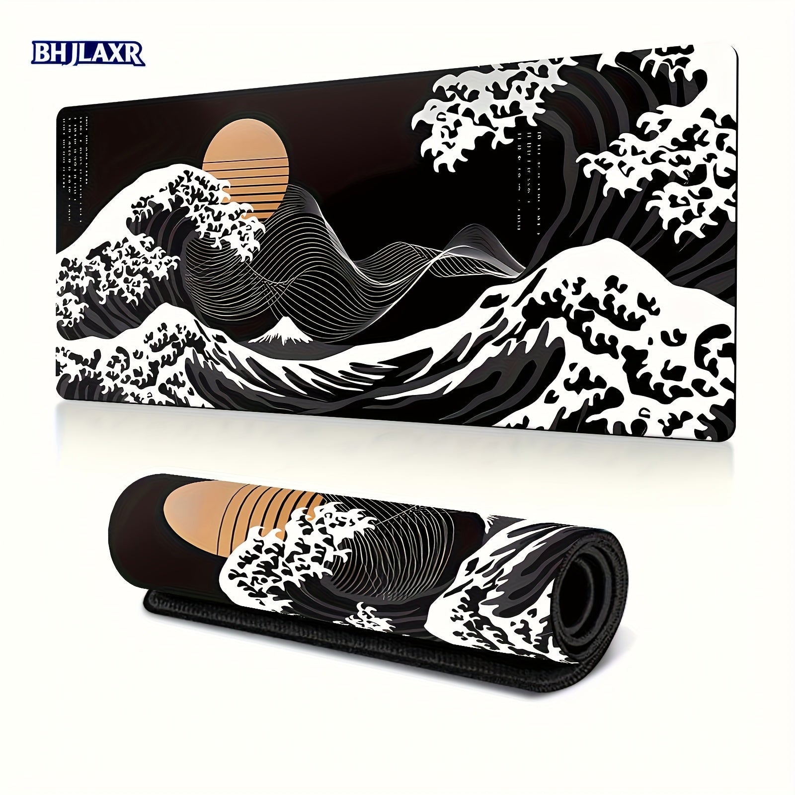 Large Extended Gaming Mouse Pad with Black Waves Design – Non-Slip Rubber Base