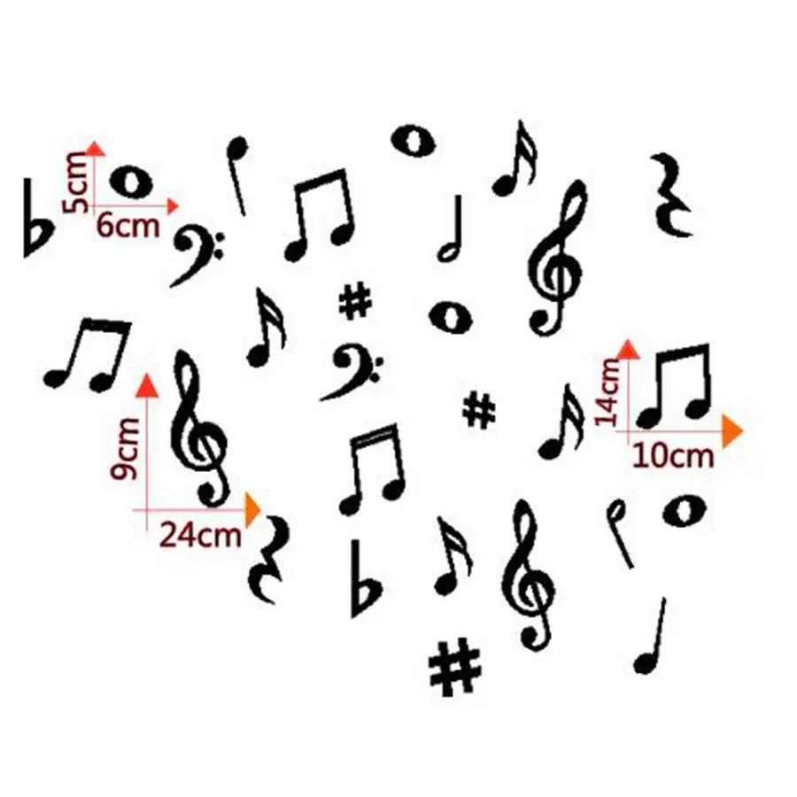 28 Vinyl Music Notes Variety Pack Wall Decal Stickers