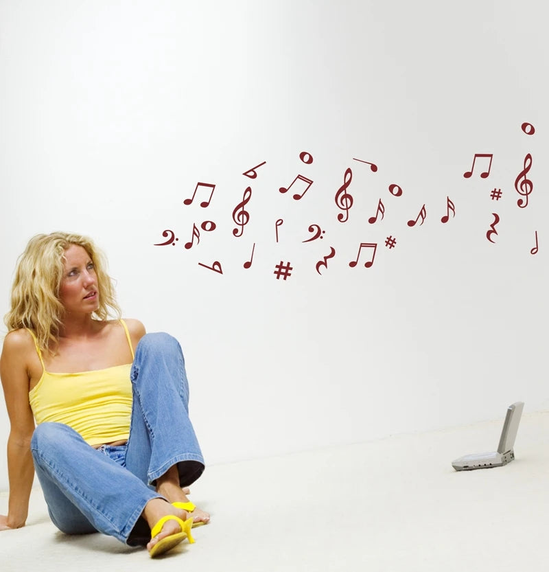 28 Vinyl Music Notes Variety Pack Wall Decal Stickers