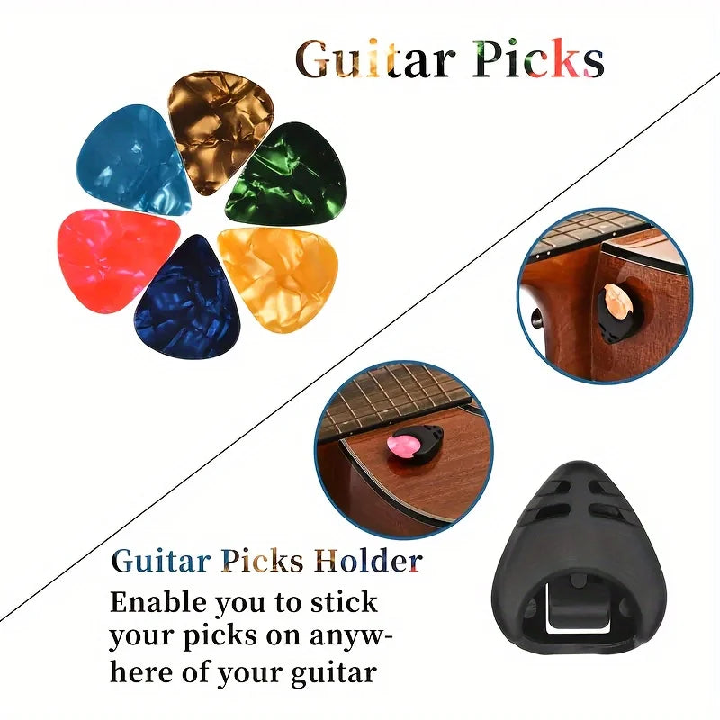 Guitar Capo, Tuner, 10 picks (Random) And Pick Holder