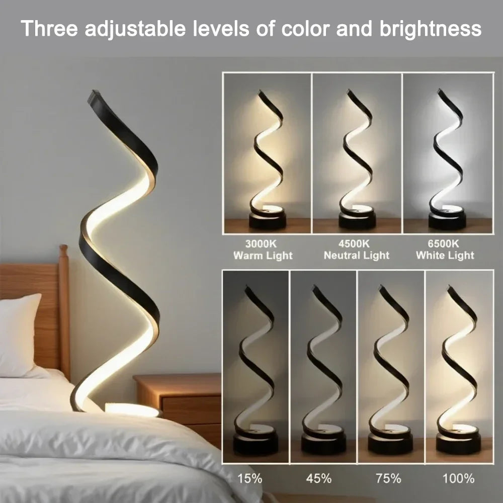 LED spiral dimmable table lamp
