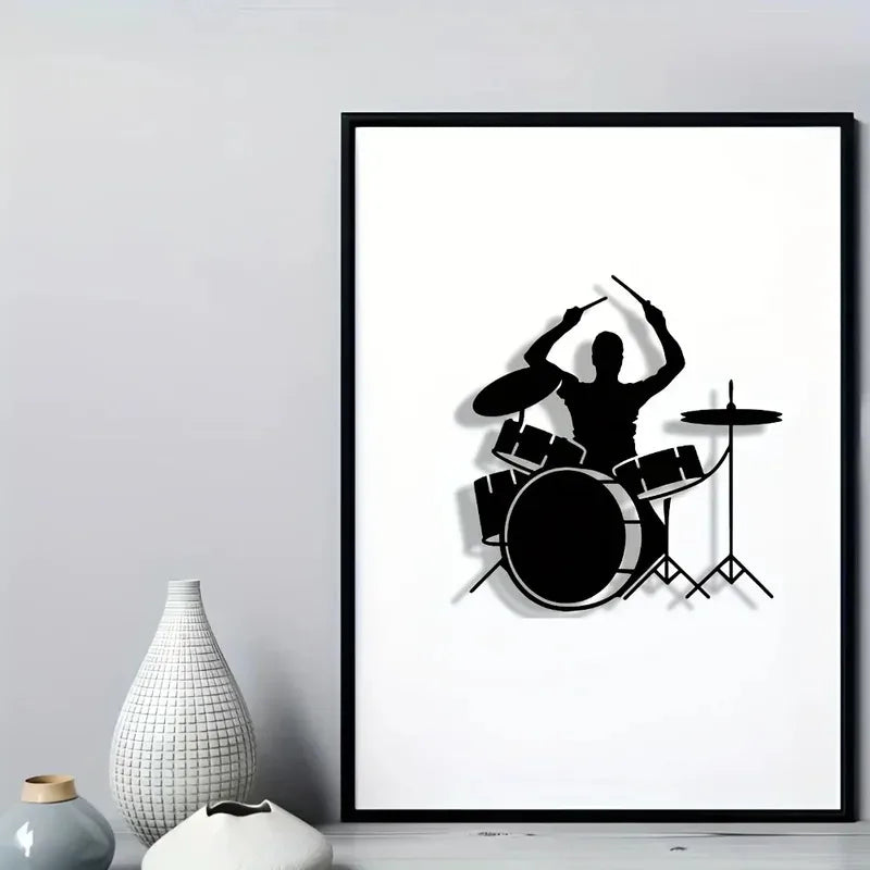iron wall decoration playing drums