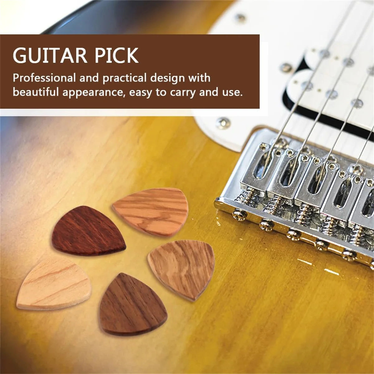 Miwayer 1 Pcs Wooden Guitar Pick,  Wood Guitar Plectrums For Electric, Acoustic, or Bass Guitar Olive Wood Rosewood Walnut Wood