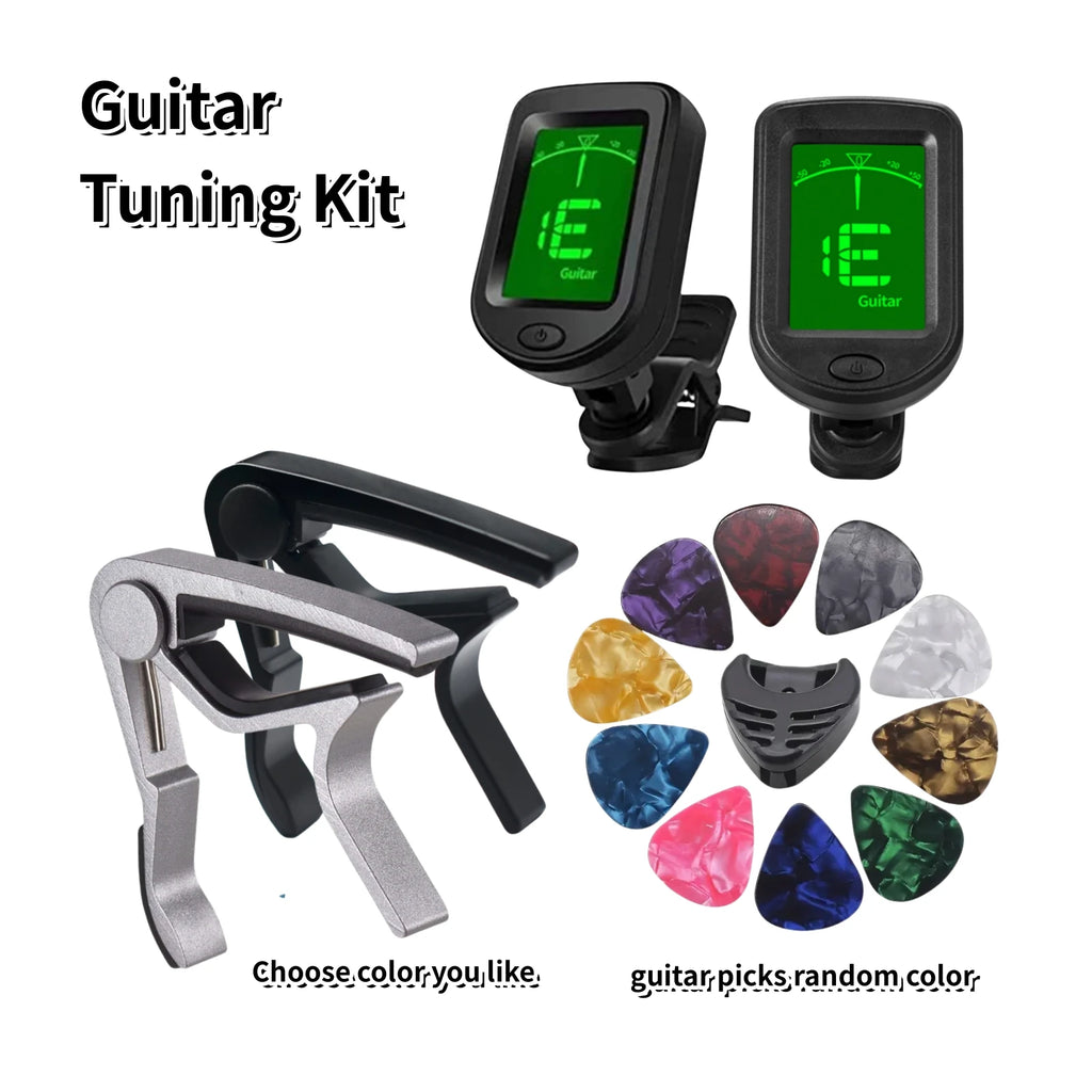 Guitar Capo, Tuner, 10 picks (Random) And Pick Holder