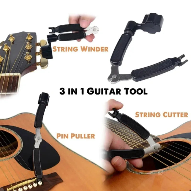 3 IN 1 Guitar String Winder + String Cutter + Pin Puller
