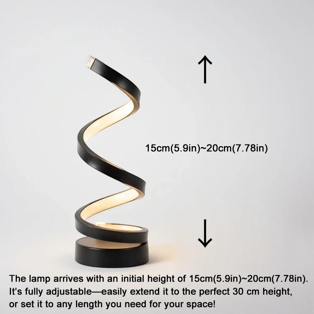 LED spiral dimmable table lamp