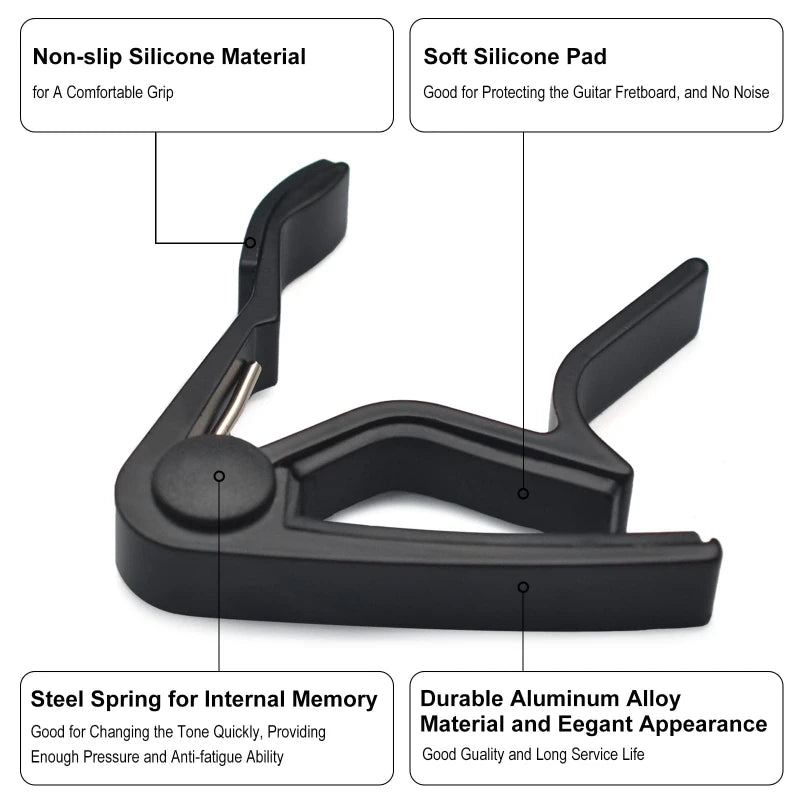 Guitar Capo, Tuner, 10 picks (Random) And Pick Holder