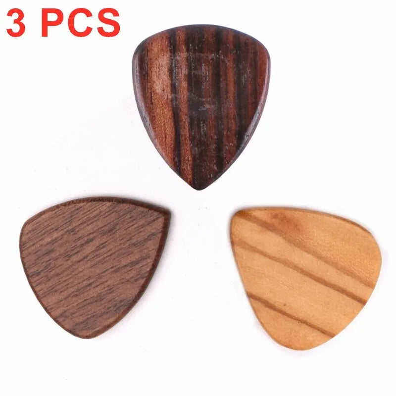 Exotic Wood Guitar Picks 3 Pieces Wooden Guitar Picks in Walnut Olive Wood Golden Sandalwood