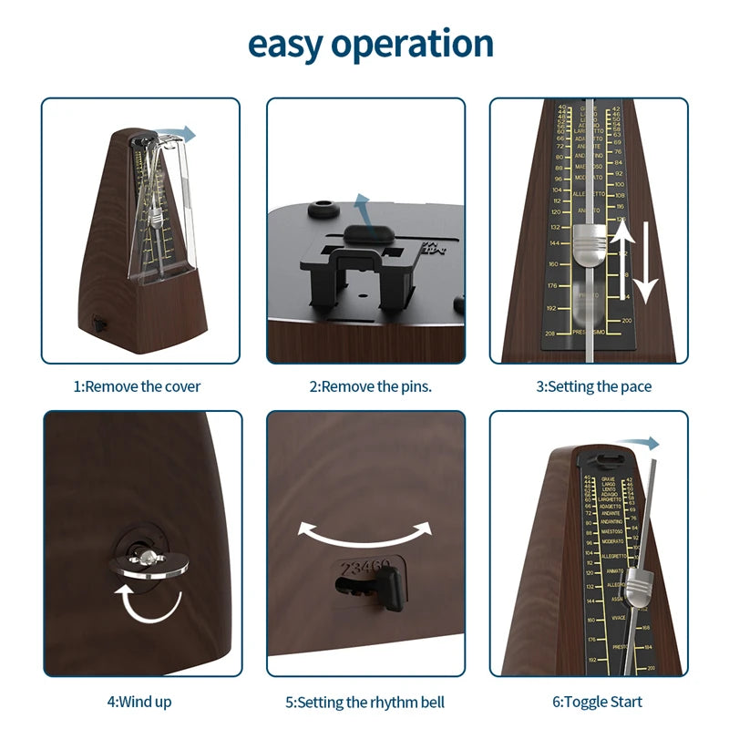 Mechanical Metronomes For Musical Instruments, Loud Sound, High Precision(Wood Grain)