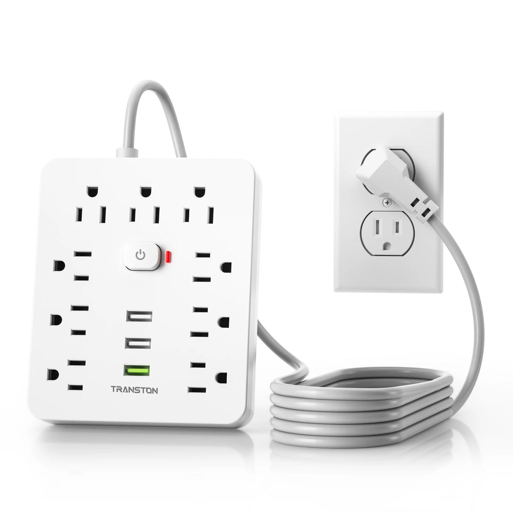 Power Outlet with Surge Protector, 9 sockets 3 USB Ports,5ft Extension Cord