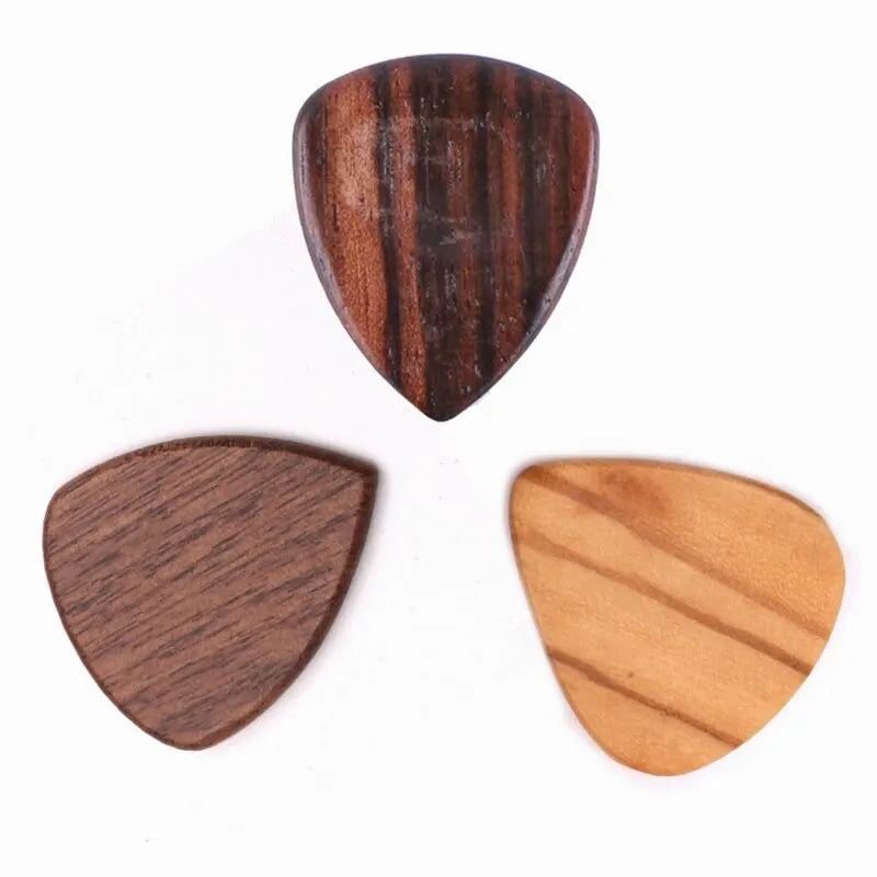 Exotic Wood Guitar Picks 3 Pieces Wooden Guitar Picks in Walnut Olive Wood Golden Sandalwood