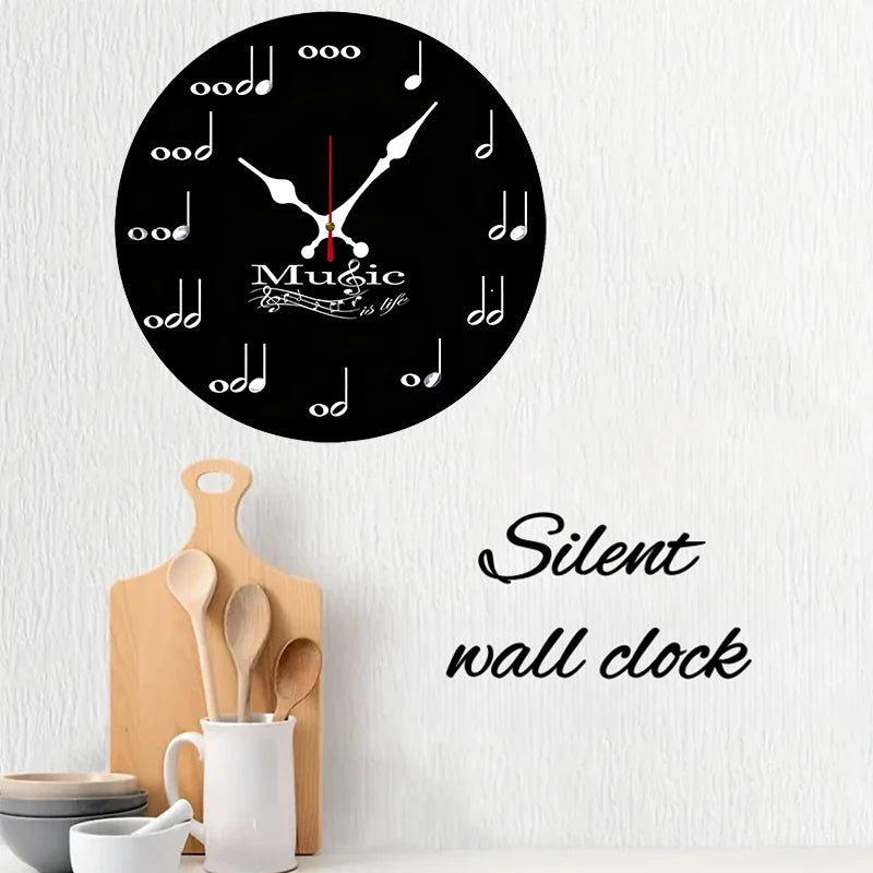 Music Note Wooden Wall Clock