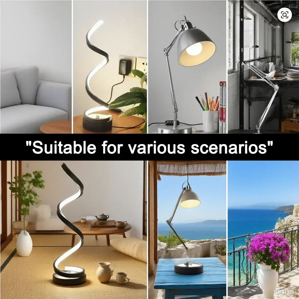 LED spiral dimmable table lamp