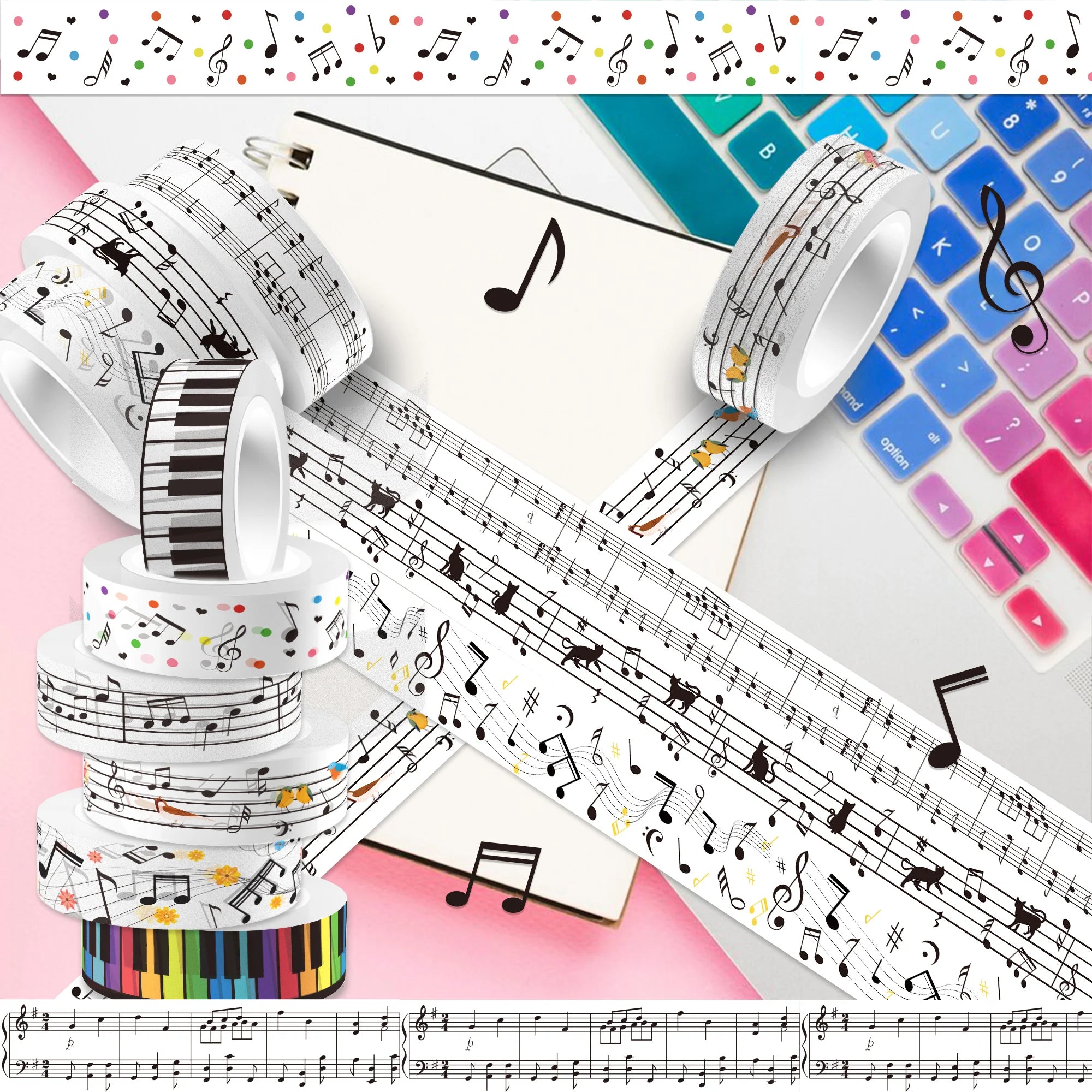 12 Rolls, Music Decorative Tape A3024